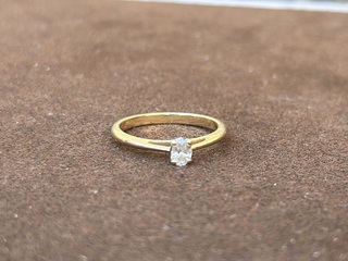 Sieraad, Ring, Trouwring 14KT met Diamant, Goud